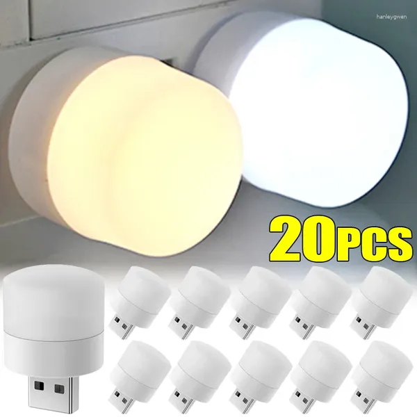 Luces nocturnas Mini USB Luz blanca cálida Protección para los ojos Libro Lectura Enchufe Computadora Carga de energía móvil Lámparas LED al por mayor
