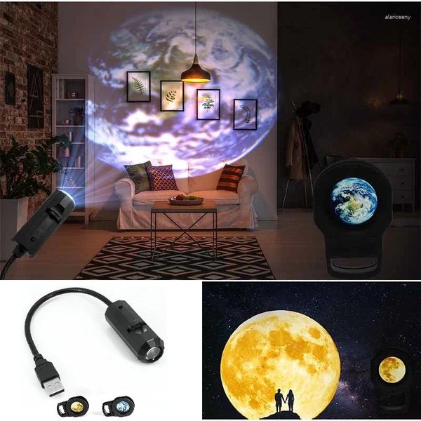 Luces nocturnas Mini proyector de luz de luna USB, lámpara Led de estrella y galaxia, iluminación para ambiente del hogar, decoración de pared para habitación, regalo para niños