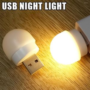 Veilleuses Mini prise USB lampe ordinateur charge d'alimentation Mobile lumière LED Protection des yeux ronde bureau ampoule chambre décoration