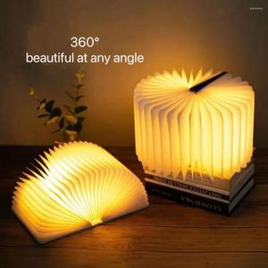 Veilleuses MINI80X100X25 Lampe de livre rechargeable pliante créative en bois / couverture en PU pour l'atmosphère de fête et de bar