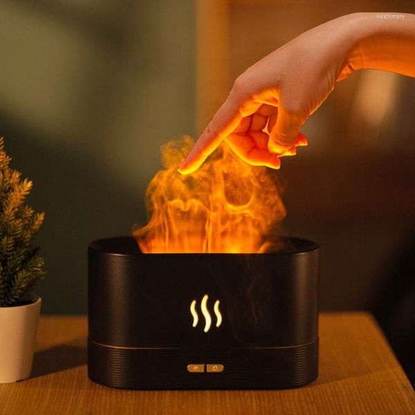 Veilleuses Flamme de Simulation MODERNE avec humidificateur de réservoir d'eau de 180ML adapté à la lampe de bureau à LED d'atmosphère de bureau de chambre à coucher