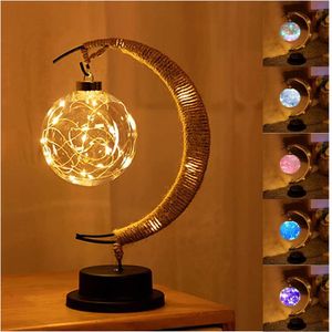 Night Lights Moon Lunar Led Night Lamp met stand Thanksgiving Christmas Halloween Tafe Lamp Decorations Festival Gift Supplies P230325