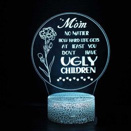 Night Lights Mothers Day Gifts 2023 Led Night Light Illusion USB TAK LAMP TOCKEREN KANGEN NACHTLICHT CREATIEVE CENTAIRE COUNTE VOOR MOM VERJAARDAG P230331