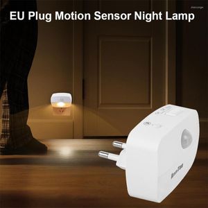 Nachtlichten Bewegingssensor LED LICHT EU -plug in 220V Mini voor thuisslaapkamer Corridor Verlichtingstrap WC Bedlamp