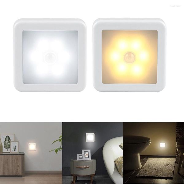 Luces nocturnas con Sensor de movimiento, luz LED con carga USB, funciona con batería, WC, dormitorio, lámpara de noche para habitación, pasillo, camino, baño, hogar