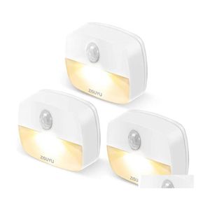 Luces nocturnas con sensor de movimiento, luz LED alimentada por batería para interiores con lámpara adhesiva, adecuada para iluminación de entrega directa Dhmda