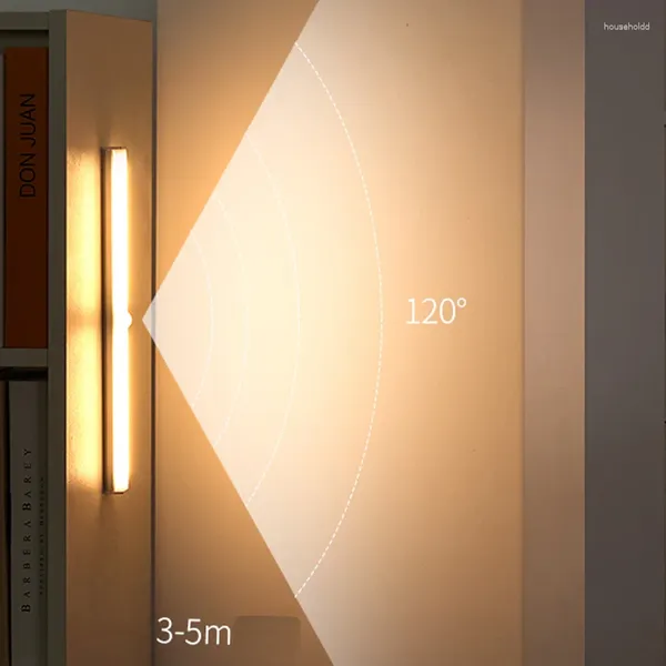 Veilleuses détecteur de mouvement lumière LED sans fil USB rechargeable 25000h utilisation lampe décor pour armoires de cuisine chambre éclairage intérieur