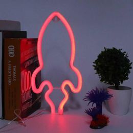 Nachtverlichting Neon Lamp Innovatieve Raket Vorm LED-teken Babykamer Kerst Bruiloft Feestartikelen