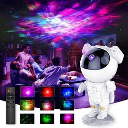 Night Lights New Galaxy Star Proyector Sky Sky Night Light Astronaut Lampa de astronautación Decoración Decoración de dormitorios Luminarias decorativas Regalo Q231114