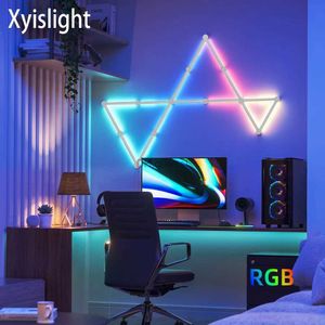 Luces nocturnas NUEVA lámpara de mosaico LED RGB WiFi Lámpara de recogida DIY Atmósfera Luz nocturna para deportes electrónicos Sala de estar Iluminación de fondo Decoración YQ240207