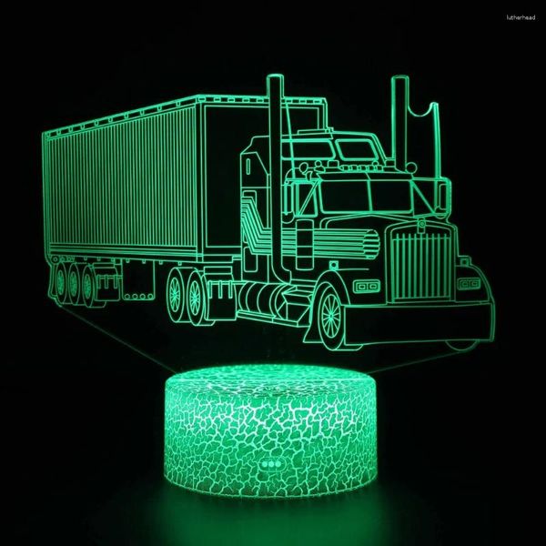 Luces nocturnas Nighdn Truck Led Light para niños Lámpara de ilusión 3d 7 colores Decoraciones de dormitorio cambiantes Regalos de cumpleaños para niños adolescentes