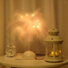 Nachtlichten Noordse veren licht Fairy Fairy Desktop Lamp voor huis woonkamer slaapkamer feestje bruiloft ornament romantische decoratie