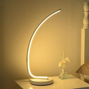 Luces nocturnas Forma de onda espiral nórdica Diseño curvo Lámpara de mesa interior Dormitorio del hogar El Decoración de la cabecera Acrílico Metal Pared Iluminación LED