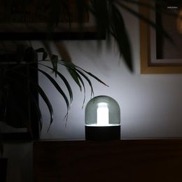 Luces nocturnas Vidrio nostálgico Luz LED Dormitorio Mesita de noche con barra de café para dormir Carga USB Respiración