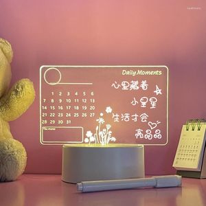 Night Lights Note Board Creative Led Light USB Message Holiday with Pen cadeau voor kinderen decor acryl droge wissen