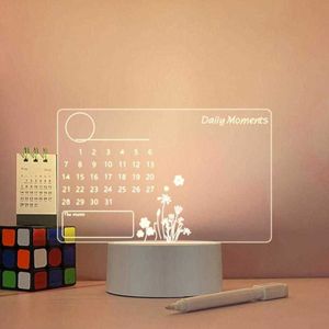 Night Lights Note Board Creative Led Night Lights USB Acryl Note bord Wisbaar bericht Huishoudelijk Noot Herinnering Desktop Tabletlampen P230331