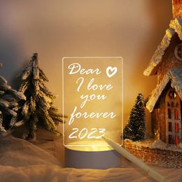 Veilleuses Note Board Veilleuse DIY Creative Led USB Message Lumière De Vacances Avec Stylo Cadeau Pour Enfants Petite Amie Décoration De La Maison Veilleuse P230331