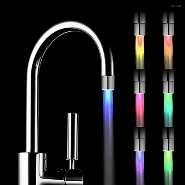 Luces nocturnas Novela RGB Grifo Lámpara de agua creativa Ducha Romántica Luz LED de 7 colores Baño Hogar Baño Iluminación decorativa