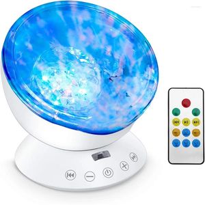 Veilleuses Ocean Wave Projecteur LED Lampe Télécommande Minuterie 8Mode Musique Haut-Parleur Chambre Sommeil Cadeau Adulte Enfant Bébé Veilleuse