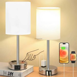 Luces nocturnas Otros Home Garden 1PCS Lámpara de mesa táctil regulable con puerto USB C y salida de CA para la sala de estar junto a la cama Habitación de invitados YQ240207