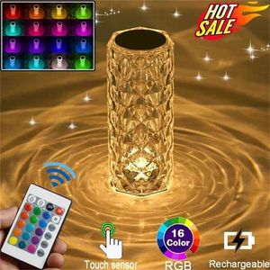 Nachtlichten Andere huizentuin 3/16 kleuren LED Crystal Lamp Rose Light Touch Romantic Diamond Sfeer Licht USB LED Night Light voor YQ240207