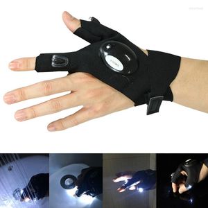 Nachtlichten Outdoor Fishing Magic Strap Fingerless Gloves Licht waterdicht met LED -reddingsgereedschap