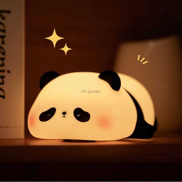 Luces nocturnas Luces nocturnas de panda para niños Lámpara de sincronización de silicona animal Decoración de panda de dibujos animados Niños Niños Niñas YQ240207