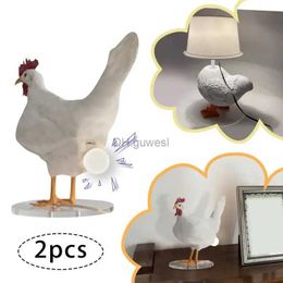 Nachtverlichting Feest Carnaval Chick Nachtlampje Ornamenten Gesimuleerde Dieren Pasen Home Decor Taxidermie Kippen Leggen Eieren Kip Lamp YQ240207