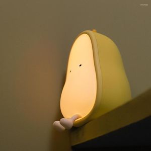 Nachtverlichting Peervormige slaapkamerlamp USB Oplaadbare LED Siliconen nachtverlichting Bodem Antislip Instelbare helderheid voor kinderen Nachtkastje