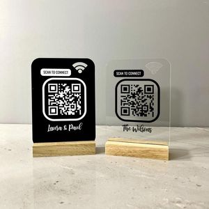 Nachtverlichting Gepersonaliseerde Wifi QR Code Acryl Display Board voor huizen Coffeeshops Bar Restaurants Els Salons Scannen om te ondertekenen