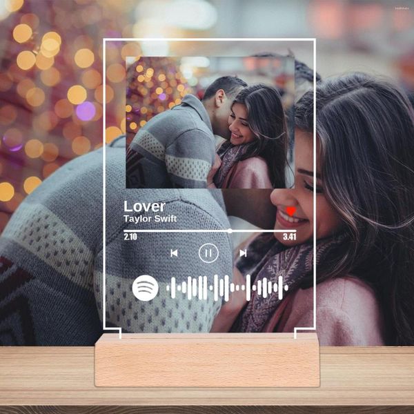 Veilleuses cadre photo personnalisé lampe 3D LED amoureux personnalisés Po pour cadeau d'anniversaire décoration de noël décor à la maison