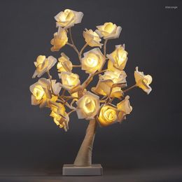 Nachtlichten Pheila LED Nights Fairy Rose Tree Lamp USB aangedreven bedstudie voor kerstkamer bureau vakantie verlichting decoratie