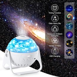 Nachtverlichting Planetarium Projector LED Galaxy Star Projectielamp 7 in 1 Met Nebula Maan Planeet Aurora 360 Roterende Focussen