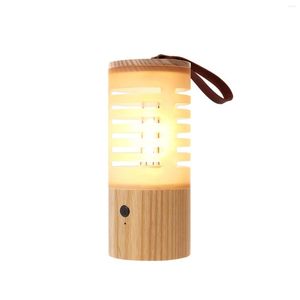 Veilleuses Portable Camping Ou Jardin Lampe En Bois USB Rechargeable 3 Niveaux Luminosité Lampe De Bureau Pour Chambre