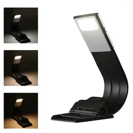 Lumières de nuit Lampe de lecture LED portable avec clip flexible détachable 3 températures de couleur Lampe à intensité variable pour le camping de bureau