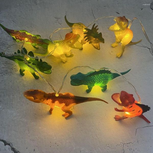 Veilleuses produit 8LED jouet dinosaure chaîne chambre d'enfant dessin animé décoration Po accessoires Net rouge