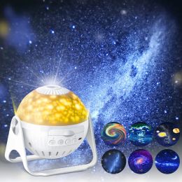 Night Lights Projector 6 in 1 Galaxy Projector Light met Nebula Moon Planets Aurora Roterende focusbare sterlamp