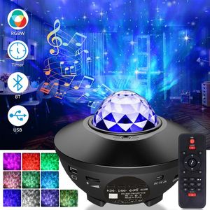Night Lights Projector Starry Sky LED Galaxy Star With Ocean Wave Music Speaker Nebula Ceiling Lamp For Room GiftNight