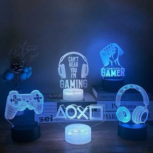 Veilleuses PS4 / PS5 / PS3 Gamepad Controller Veilleuse 3D 16 lampes de bureau à changement de couleur Gamer Room Decor Led Set Up Light pour Playstation4 P230331