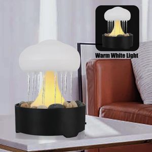 Luces nocturnas, fuente de luz de nube de lluvia para dormitorio en casa, portátil, blanco cálido