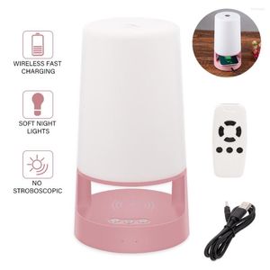 Veilleuses Télécommande Lumière LED Avec Station De Recharge Sans Fil Commutateur Tactile Réglable En Continu Lampe De Bureau Rechargeable USB