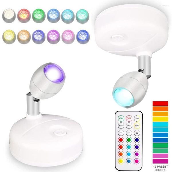 Luces nocturnas con Control remoto, foco inalámbrico, funciona con pilas, RGB, decoración de dormitorio, lámpara de Lava, luz LED de techo