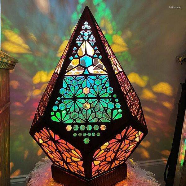 Lumières nocturnes Resin Bohemia Table Lampe de décoration de la maison Colorful Crowe Crowe Starry Starry Sky Floor atmosphere Light