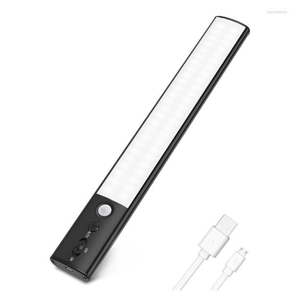 Lumières de nuit au détail LED armoire lumière capteur de mouvement sans fil USB charge 4200 mah batterie dimmable pour les escaliers de cuisine de chambre à coucher