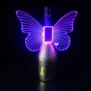 Nachtverlichting RGB-kleur Strobe Baton Gloeiende vlindervleugels Lampen Champagne LED Sparkler-licht Flash Stick Service Bottle Topper Light HKD230704