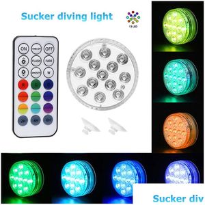 Nachtverlichting RGB-dompellicht met magneet 13 leds onderwater Gemakkelijk mee te nemen Geweldig voor bar Zwembad Feestdecoratie Drop Deliv Dh9Yn