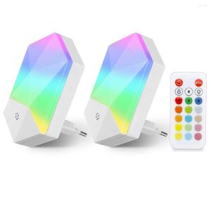 Veilleuses RGBW LED en forme de cristal, 16 couleurs, blanc chaud, avec télécommande de 6M, prise EU US pour chambre de bébé et d'enfant