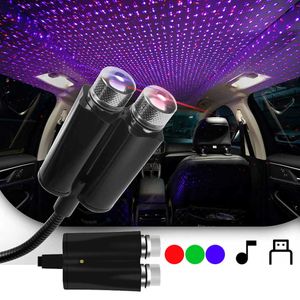 Nachtlichten Romantisch Dual Color Sound geactiveerde LED STARRY Sky Night Light 5V USB Galaxy Lamp voor autodaksfeer Ambient Projector P230331