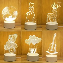 Nachtlichten Romantische liefde 3D Acryl LED LAMP VOOR HUIS KINDERLICHT TAFEL Verjaardagsfeest Decor Valentijnsdag Bedide