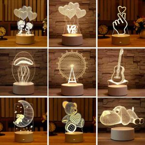 Nachtverlichting Romantische Liefde 3D Lamp Hartvormige Ballon Acryl LED Nachtlampje Lamp Valentijnsdag Sweetheart Wifes YQ240207